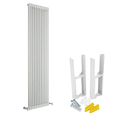 Image of Milano Windsor White Cast Iron Style Vertical Double Column Radiator Feet 1800mm x 560mm