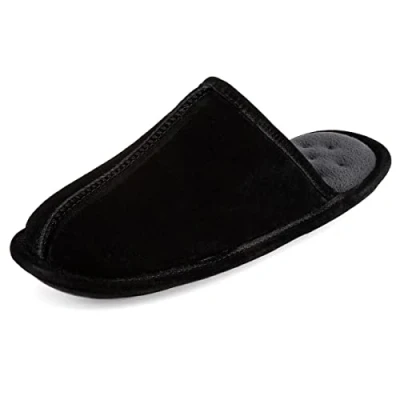 Image of Isotoner Mens Real Suede Mule Slippers Black