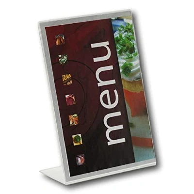 Image of EPOSGEAR® 1 x A6 Portrait Angled Perspex Acrylic Lean Back to Counter Menu Leaflet Flyer Poster Holder Display Stands
