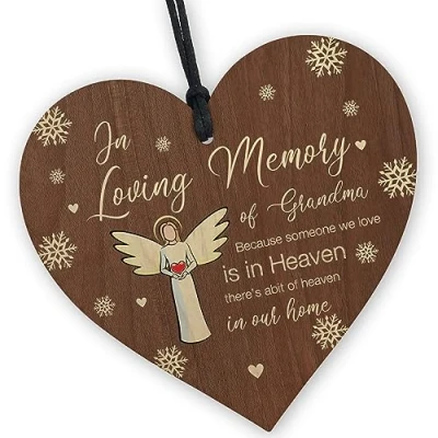 Image of Red Ocean In Loving Memory of Grandma Memorial Bauble Ornaments Grandparents Plaque Bereavement Remembrance Christmas Xmas Tree Decoration For