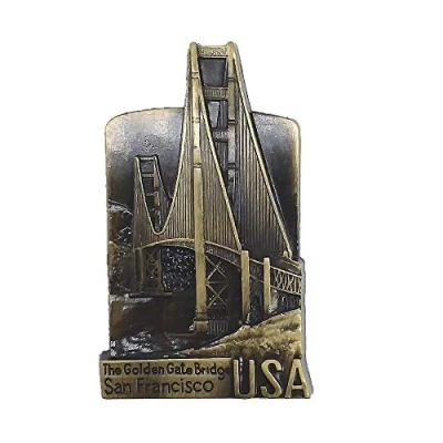 Image of Golden Gate Bridge San Francisco USA Metal 3D Fridge Magnet Travel Souvenir Gift Collection,Home &amp; Kitchen Decoration Magnetic Sticker America Refrigerator