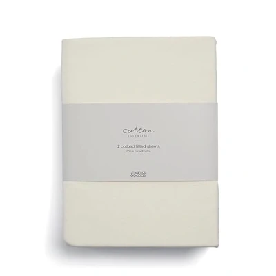 Image of Mamas &amp; Papas 2 Pack Cot/Bed Fitted Sheets, Cream