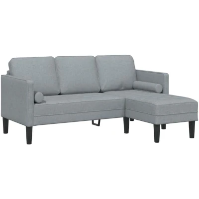 Image of vidaXL Light Grey L shaped Sofa for 3 People, 160 cm Fabric