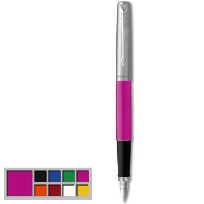 Image of Parker Jotter Originals Fountain Pen Classic Magenta Finish Medium Nib Blue &amp; Black Ink