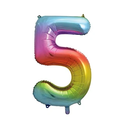 Image of 5 Shaped Rainbow Foil Balloon (86cm) Perfect for Celebrations, Party Decor, Birthday, And More 1 Pc