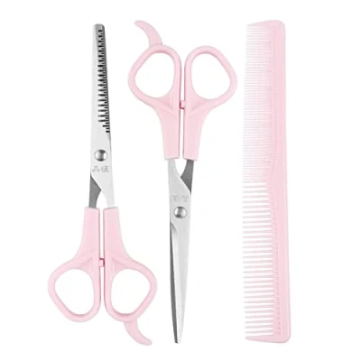 Image of Yesmin Hair Scissors Set Barbers,Home Use or Pet Shearing to on Men, Women, Adult and Children Pink
