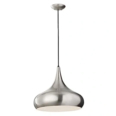 Image of Beso 1 Light Large Dome Ceiling Pendant Brushed Steel, E27