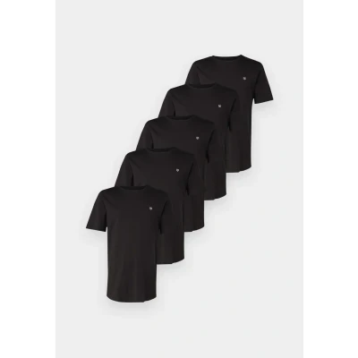 Image of JACK &amp; JONES Men&#039;s Jprblabrody Tee Ss Crew Neck 5Pk Mp Noos, Black, XL (Pack of 5)