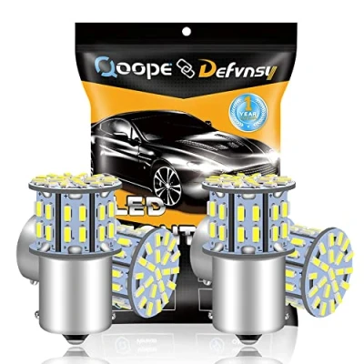 Image of DEFVNSY P21W 1156 BA15S LED Bulb, 6500K Super Bright White 12V Bulbs Replacement for 1141 1003 7506, with 50SMD 3014 Car Bulb Light RV, Day Running Light, Reverse Tail (Pack of 4)