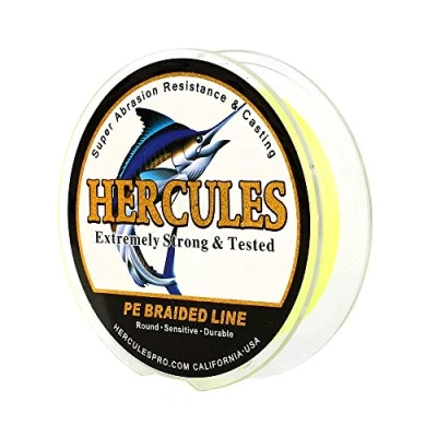 Image of Hercules Super Cast 100M 109 Yards Braided Fishing Line 80 LB Test for Saltwater Freshwater PE Braid Fish Lines Superline 8 Strands Fluorescent Yellow, 80LB (36.3KG), 0.48MM