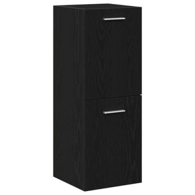 Image of vidaXL Bathroom Wall Cabinet Black Oak 30x30x80 cm Made from Engineered Wood