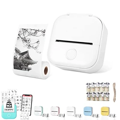 Image of Chagoo Mini Pocket Printer Inkless, Inkless Printer, Portable Instantly Sticker Thermal Wireless Bluetooth Photo Diy Scrapbook (White)