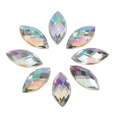 Image of 500pcs Crystal Rhinestone Horse Eye Shape AB Gems Acrylic 7 * 15mm for Wedding DIY Party Decor (01white)