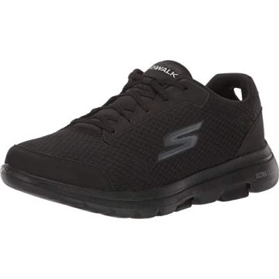 Image of Skechers Men&#039;s Gowalk 5 Qualify Athletic Lace Up Mesh Shoe Sneaker, Black, 11 UK