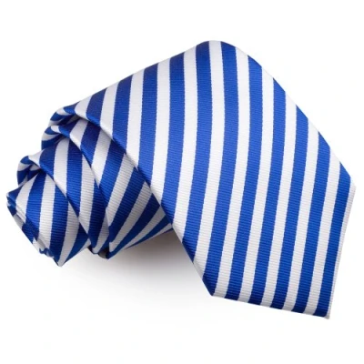 Image of DQT Men Blue Solid Plain Stripe Floral Paisley Polka Dot Neck Tie Thin White &amp; Royal
