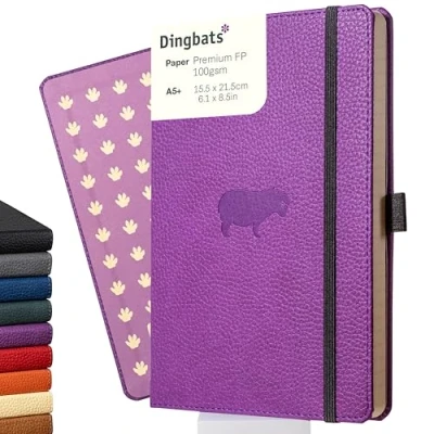 Image of Dingbats* Wildlife Plain Journal A5 Vegan Leather Hardcover, Ideal for Work, Travel Pocket, Elastic Closure, Bookmark