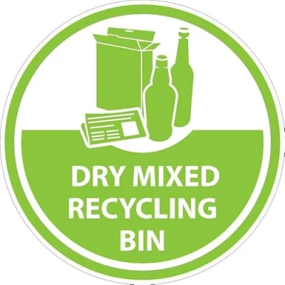 Image of Dry mixed recycling bin, floor sticker Self adhesive graphic (300mm x 300mm)