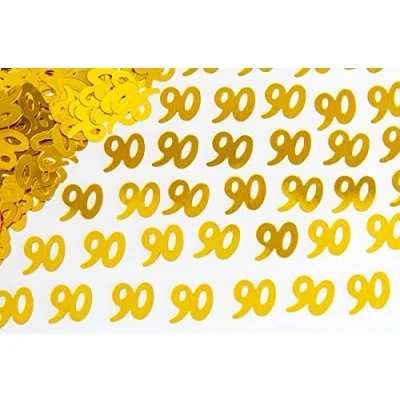 Image of SHATCHI 14g Gold 90th Birthday Confetti Foil Metallic Glitz Table Scatter Sprinkles Age Bday Party Decorations,12mm,SHATCHI