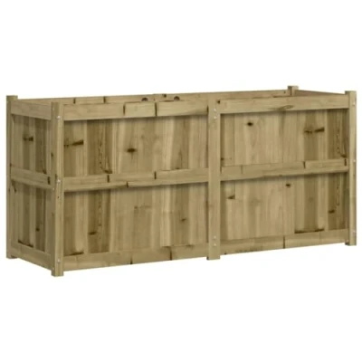 Image of vidaXL Contemporary Wooden Planter Garden Patio Flower Plant Box Durable Pressure Treated Pine Wood Deck Container Large Capacity Growth