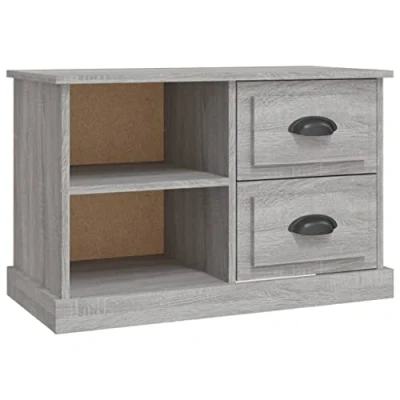 Image of vidaXL Modern TV Cabinet in Grey Sonoma, Engineered Wood, with 2 Drawers and Open Compartments, for Living Room or Bedroom