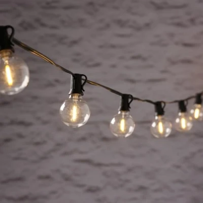 Image of Lights4fun Outdoor 20 Warm White LED Solar Powered Mini Festoon String Lights Fully Waterproof Decorative Garden with Stakes 4.75m