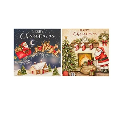 Image of Box of 16 Santa Filling Stockings NSPCC Charity Christmas Cards In 2 Designs