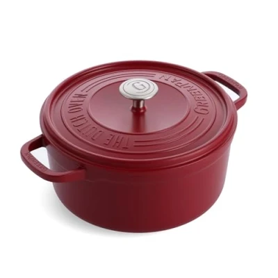 Image of GreenPan Featherweights Healthy Ceramic Non Stick Dutch Oven, 22 cm/3 Litre, Cast Iron Casserole Dish with Lid, PFAS Free, Induction, Oven Safe, Red