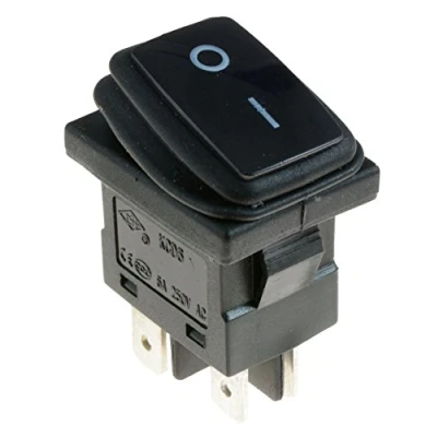 Image of Waterproof Rectangle Black Rocker Switch IP65 DPST On Off