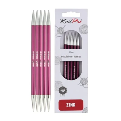 Image of KnitPro Zing: Double Ended Knitting Pins: 15cm x 6.00mm, 6mm,Purple