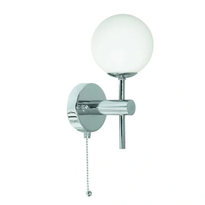 Image of Global LED 1 Light Bathroom Wall Chrome with Opal Glass Shade IP44
