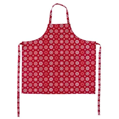 Image of THE BRITISH TEXTILES CO Seasonal Apron 88x84cm Red Christmas 100% Cotton Easy to wear shapes