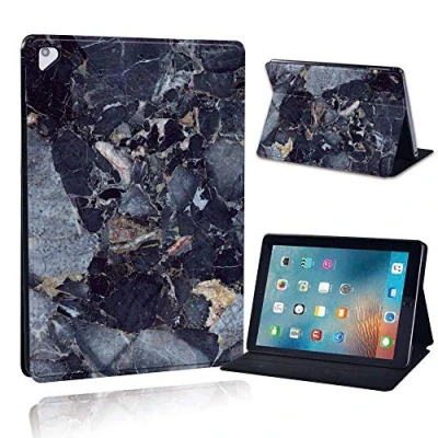 Image of FINDING Case Fit Apple iPad Air/Air 2 / Pro 9.7&quot; Tablet Printed PU Flip Leather Smart Lightweight Shell Stand Cover for (dark blue grey marble)