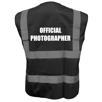 Image of BLUE Hi Vis Vest OFFICIAL PHOTOGRAPHER Waistcoat Safety Medium
