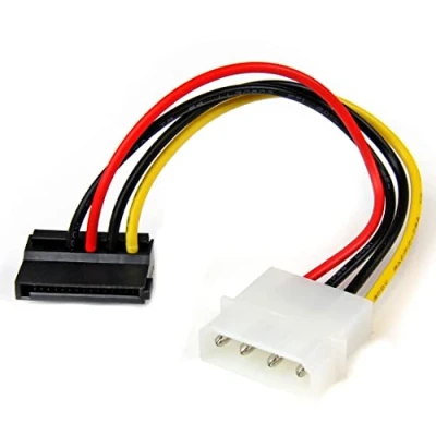 Image of StarTech.com 6in 4 Pin LP4 to Left Angle SATA Power Cable Adapter (SATAPOWADPL), White/Black
