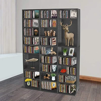 Image of Dotcom CD Bookcase Storage Shelf Case Cabinet Rack Unit Tower Organizer Adjustable Wooden Book Bluray Video Games Up To 837 CD&#039;s Black