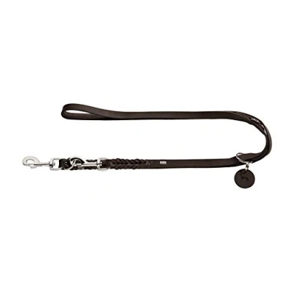 Image of HUNTER Training leash Solid Education, 13/200 Soft genuine cow leather, dark brown