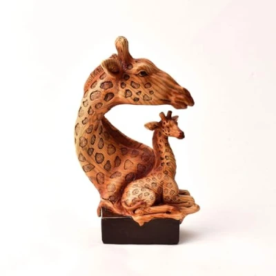 Image of Widdop &amp; Co. Wood Effect Resin Figurine Two Giraffes NC1188
