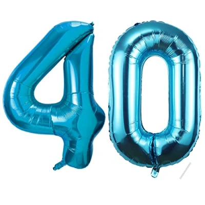 Image of Number Balloons 40,Blue 40 Balloon Inch Giant Helium Foil for Boys Girls 40th Birthday Party Decor Anniversary Decorations Supplies