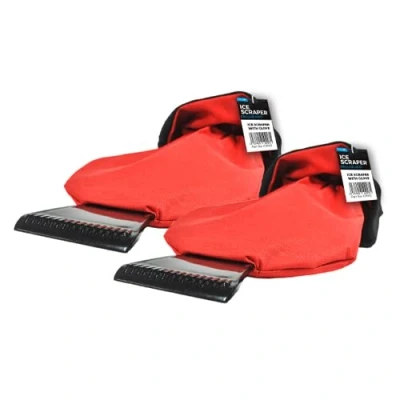 Image of MP Essentials His and Hers TWIN PACK Durable Windscreen Ice Scraper with a Cozy Waterproof Fleece Glove for Extra Warmth Protection in Winter (Pair)