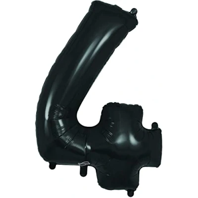 Image of Oaktree 34&quot; Black Foil Number 4 Balloon (606647)