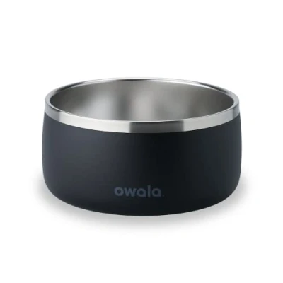 Image of Owala Pet Bowl Durable Stainless Steel, Food and Water for Dogs, Cats, All Pets, Non Slip Base, 48oz, Black (Very, Very Dark)