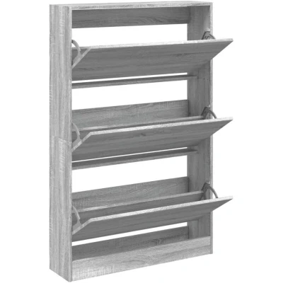 Image of vidaXL Shoe Cabinet Grey Sonoma 80x21x125.5 cm Engineered Wood