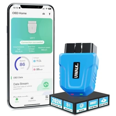 Image of UWALK OBD2 Bluetooth Scanner Diagnostic Code: 5.4 OBD Code Reader Car Tool with Live Data Trouble OBDII Tester for iOS Android Windows