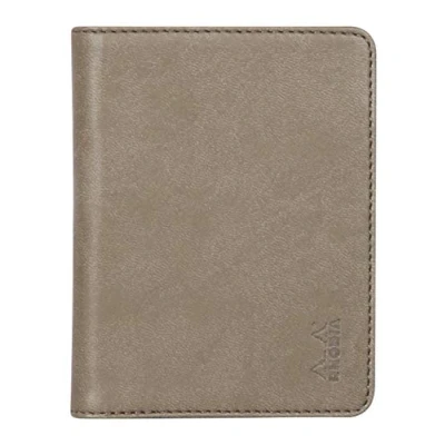 Image of RHODIA 211002C Rhodiarama No. 11 Taupe Clipboard and Document Holder Booklet for Notepads or A7 Size Notebooks (7.4 x 10.5 cm) Premium Italian Faux Leather Collection