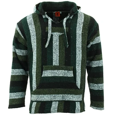 Image of LOUDelephant Recycled Mexican Baja Jerga Hoody Green Mix (Medium)