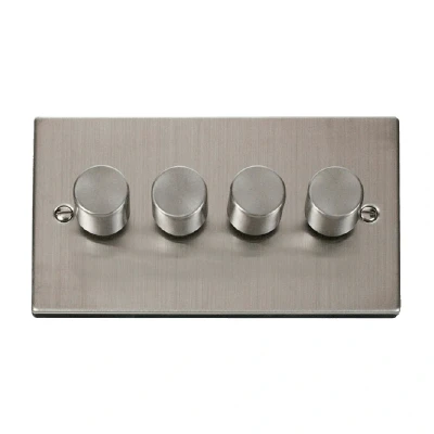 Image of Click Deco 4 Gang 2 Way 100W LED Dimmer Switch Stainless Steel