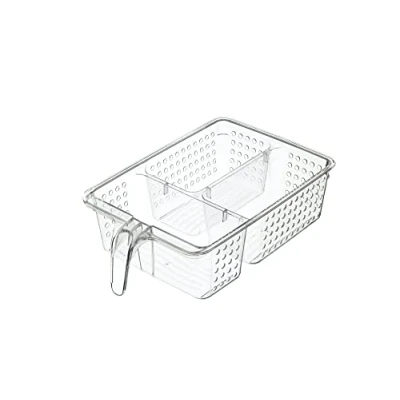 Image of KitchenCraft KCHANDLELRG Large Plastic Fridge / Cupboard Organiser Storage Box, 20.5 x 31 9 cm (8&quot; 12&quot; 3.5&quot;) Transparent