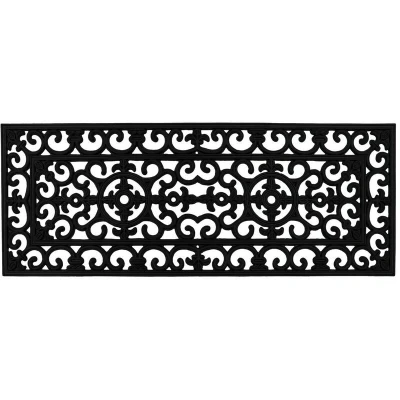 Image of JVL Lexi Wrought Iron Effect Rubber Patio Mat, 45x120cm
