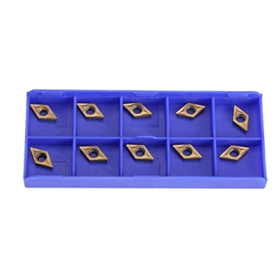 Image of 10pcs Diamond Shape Tin Coated CNC Carbide Insert Cutter Indexable Lathe Milling Inserts Turning Tools with Box DCMT070202 for Steel Semifinishing