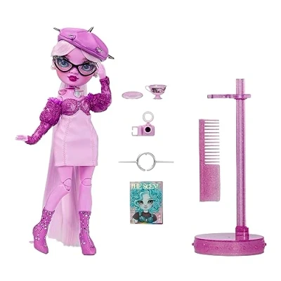 Image of Rainbow High Shadow Series 3 Lavender Purple Fashion Doll Fashionable Outfit, Extra Long Hair, Glasses &amp; 10+ Colourful Play Accessories Great for Kids 4 12 Years Old Collectors